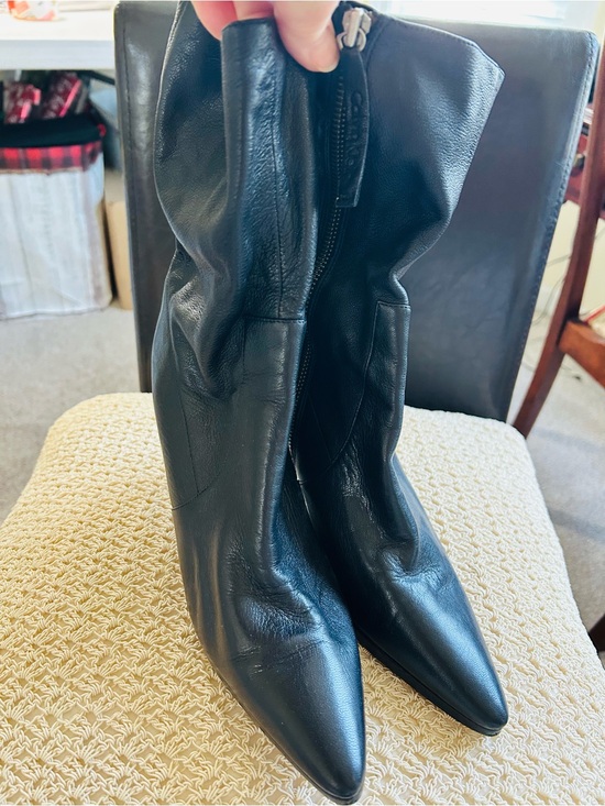 Calvin Klein Shoes - Calvin Klein Black Pointed-Toe Leather Heeled Boots